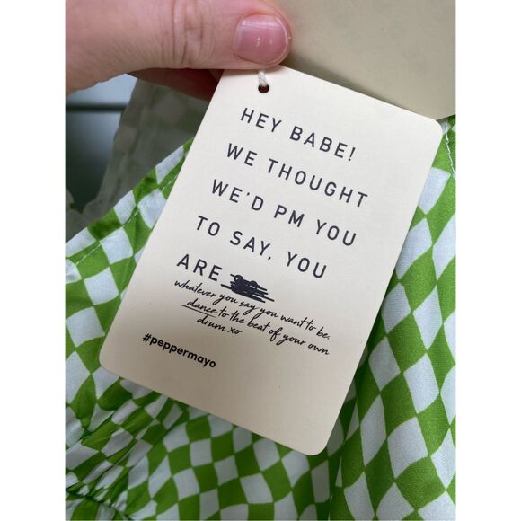 Peppermayo NWT Audrey Vintage Slip Dress in Lime Check, Size 6, MSRP $75 - Picture 4 of 14